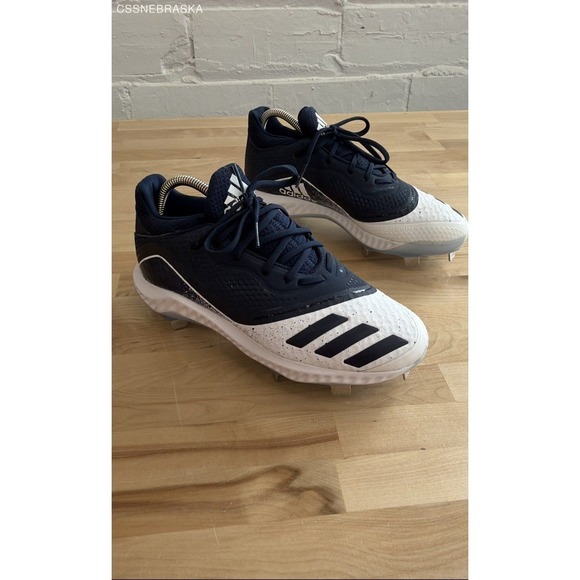 Adidas Navy White con V Bounce Metal Baseball Cleats VanguardVend - Size 8.5 - Picture 4 of 12